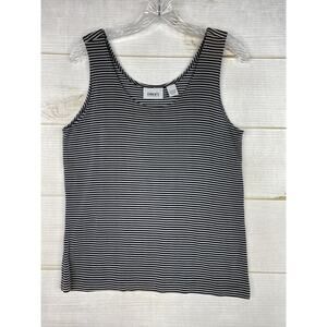 Chico's Travelers Tank Top Sz 2 Womens L Blue Taupe Slinky Stretch Sleeveless